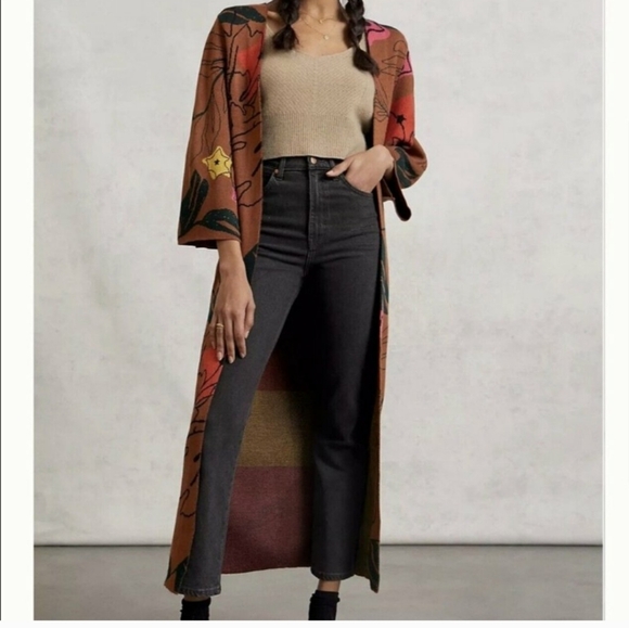 Bel Kazan Anthropologie Cardigan Sweater Open Front Laurie Knit OS one Size EUC - Picture 2 of 6